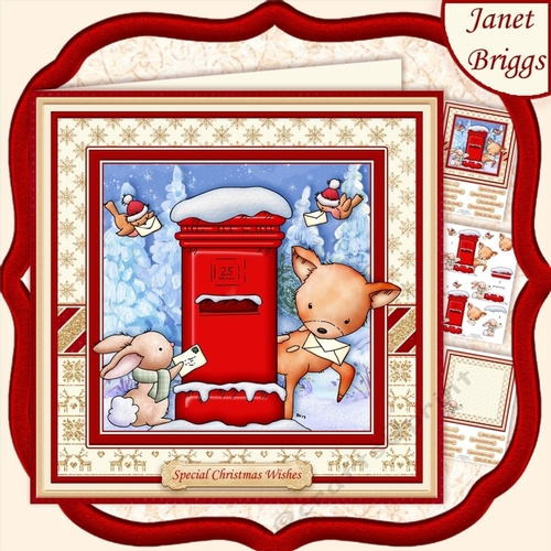 DEER SANTA 8x8 Christmas Decoupage & Insert Mini Kit