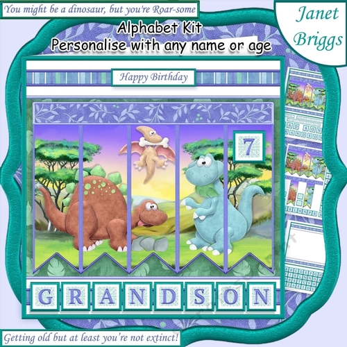 DINOSAURS 7.5 Alphabet and Age Quick Card Kit Create Any Name