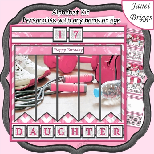 LADIES AT THE GYM 7.5 Alphabet and Age Quick Card Kit Create Any Name