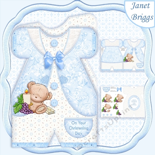 Blue Christening Suit Boy Shaped Card Mini Kit