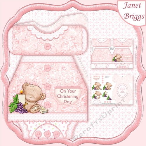 Pink Christening Gown Shaped Card Mini Kit