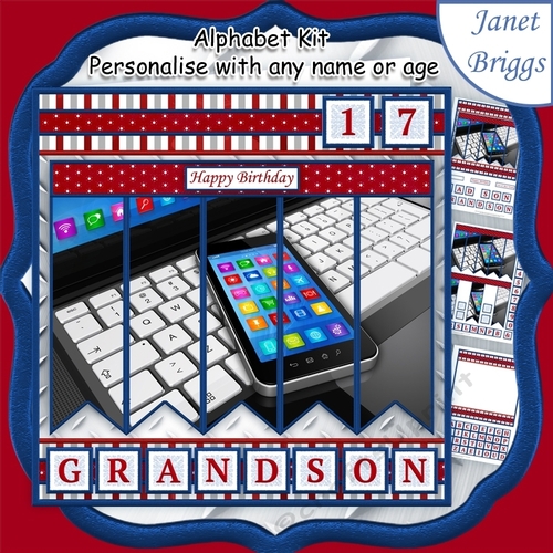 SMARTPHONE & LAPTOP 7.5 Alphabet and Age Quick Card Kit Create Any Name