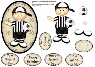Black & White Football Fan 1 Topper and Decoupage