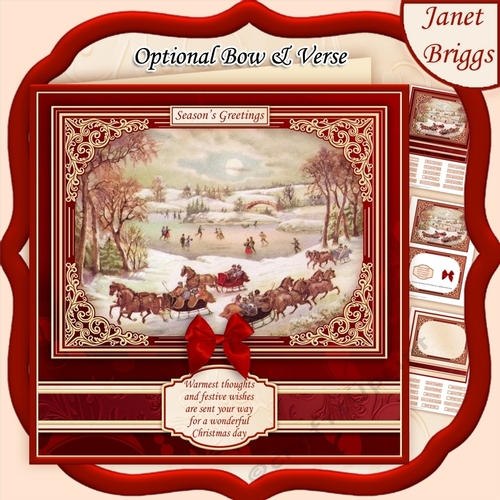 SLEIGH RIDE CHRISTMAS SCENE 7.8 Quick Card & Insert