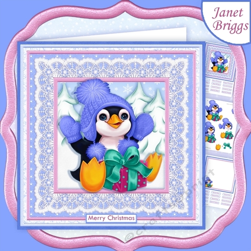 PENGUIN GIFT Christmas 8x8 Decoupage & Insert Mini Kit