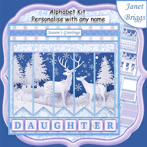 FOREST DEER Christmas 7.5 Quick Card Kit Create Any Name Alphabet in 2 sizes