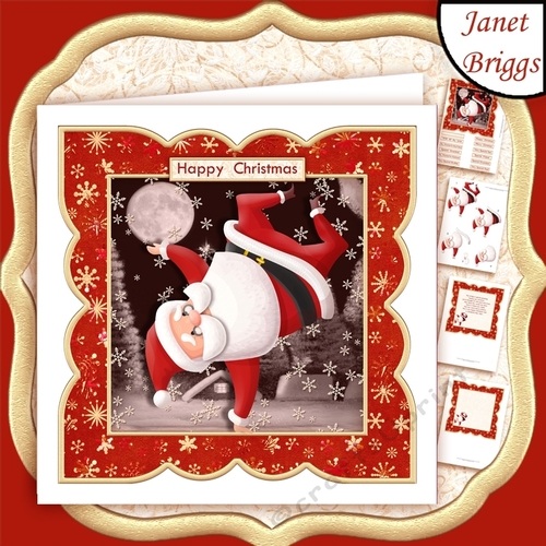 HIP HOP SANTA 7x7 Christmas Card Topper, Decoupage & Inserts Mini Kit