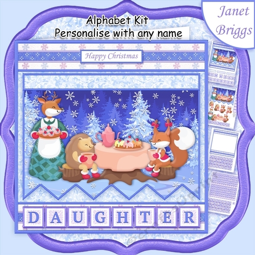 CHRISTMAS TEA PARTY 7.5 Decoupage Mini Kit Create Any Name Alphabet in 2 sizes