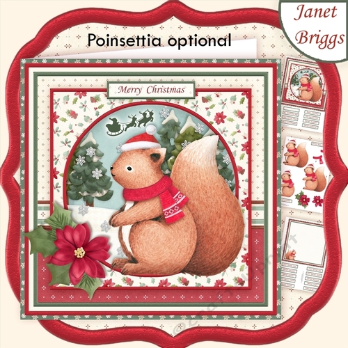 CHRISTMAS SQUIRREL WAITING FOR SANTA 8x8 Decoupage & Insert Mini Kit