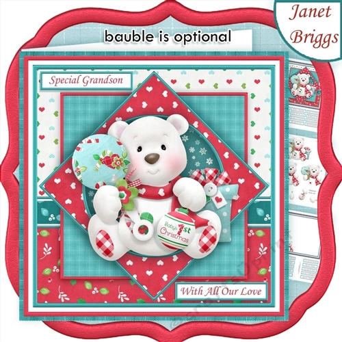 BABY BEARS 1st CHRISTMAS To or From Baby 7.5 Decoupage & Insert Mini Kit