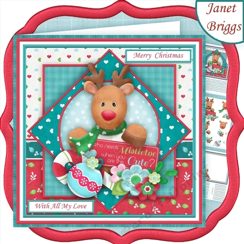 SO CUTE DEER Christmas 7.5 Decoupage & Insert Mini Kit