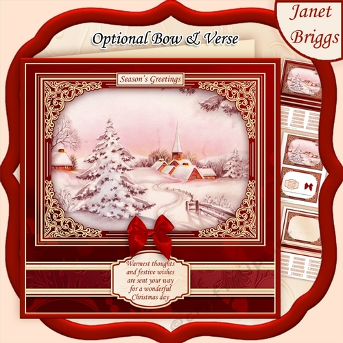 WINTER HAMLET CHRISTMAS SCENE 7.8 Quick Card & Insert