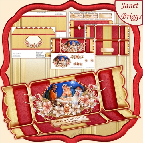 CHRISTMAS NATIVITY Large Dl Christmas Cracker Easel Card Kit