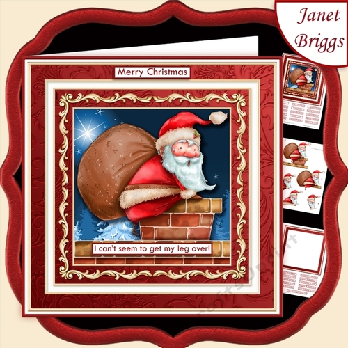SANTAS LEG OVER Christmas 7.7 Decoupage & Insert Mini Kit