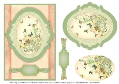 Lily and Butterflies Flourish Card Front Toppers