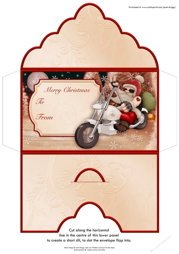 Christmas Money Wallet Gift Voucher Envelope COOL BIKER SANTA