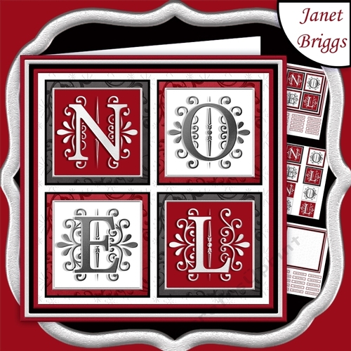 NOEL SQUARES Contemporary Christmas 7.5 Quick Layer Card & Insert