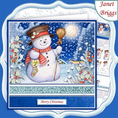 SNOWMAN IN MOONLIGHT Christmas 7.8 Decoupage & Insert Mini Kit