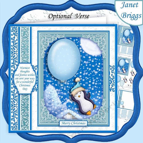 WADDLE UP Christmas Penguin 7.8 Decoupage & Insert Mini Kit