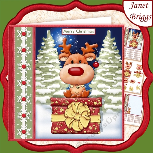 CHRISTMAS CHEER FROM REINDEER 7.5 Decoupage & Insert Mini Kit
