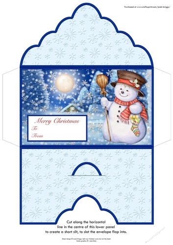 Christmas Money Wallet Gift Voucher Envelope SNOWMAN IN MOONLIGHT