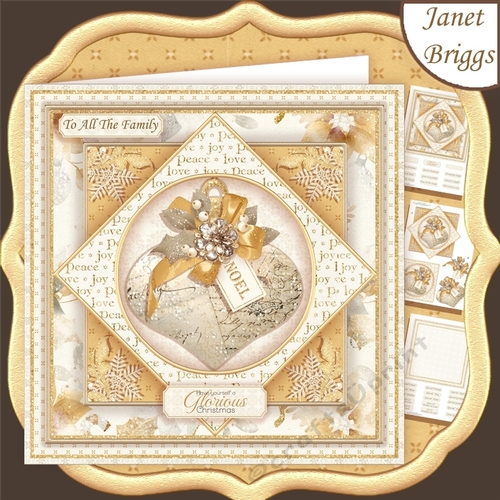 GOLD & WHITE CHRISTMAS BAUBLE 7.5 Decoupage & Insert Mini Kit