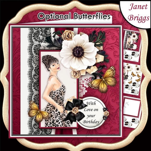 LADY IN ANIMAL PRINT DRESS 7.5 Decoupage & Insert Mini Kit