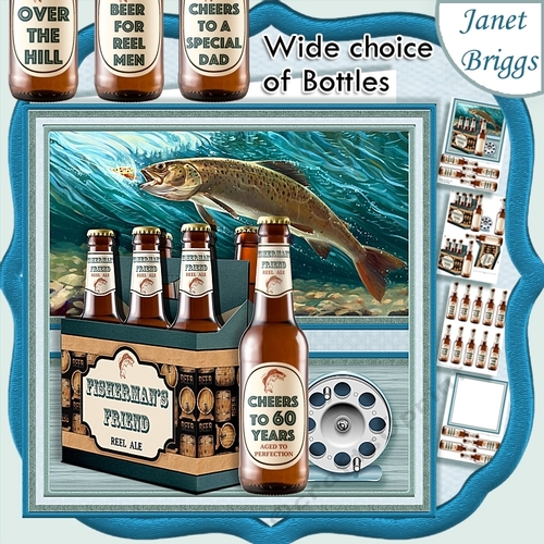 BEER 6 PACK FISHERMANS FRIEND 7.5 Decoupage & Insert Mini Kit