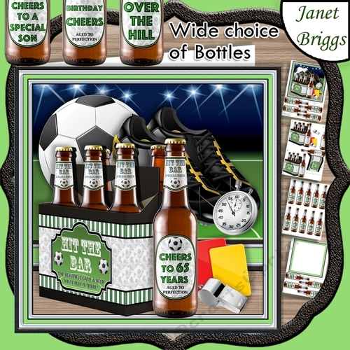 FOOTBALL BEER 6 PACK HIT THE BAR 7.5 Decoupage & Insert Mini Kit