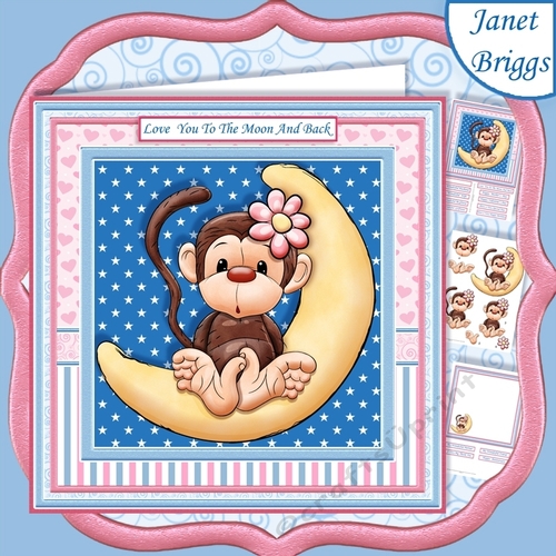 MONKEY LOVE YOU TO THE MOON & BACK 8x8 Decoupage & Insert Mini Kit