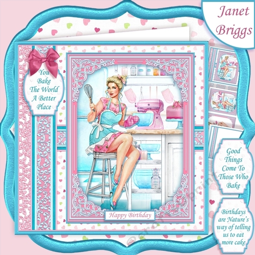 BAKING DAY 7.8 Female Birthday or Mothers Day Quick Card & Insert Mini Kit