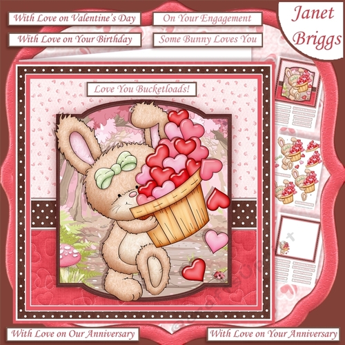 LOVE YOU BUCKETLOADS Hearts For You All Occasions 7.5 Decoupage & Insert Mini Kit