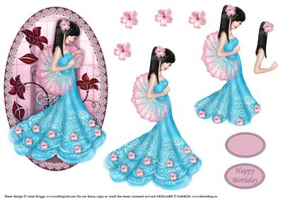Oriental Lady Lotus Topper and Decoupage