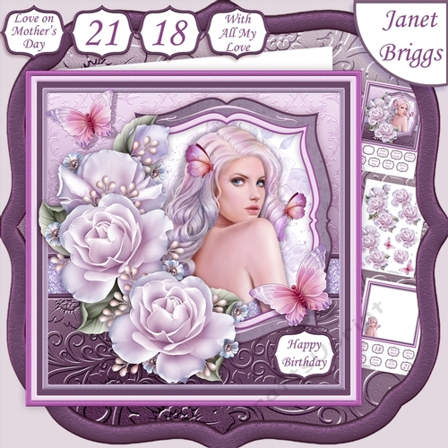 AMETHYST LADY & ROSES 8x8 Decoupage & Insert Mini Kit