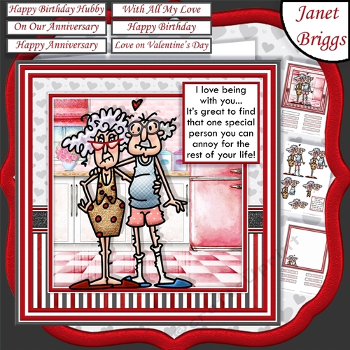 BEING WITH YOU Humorous Stella & Gus 7.5 Decoupage & Insert Mini Kit
