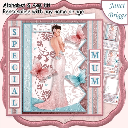 LADY ROSE & BUTTERFLIES 7.5 Alphabet and Age Quick Card Kit Create Any Name