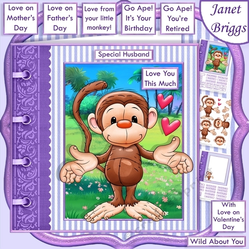 LOVE YOU THIS MUCH Monkey 7.5 Decoupage & Insert Mini Kit