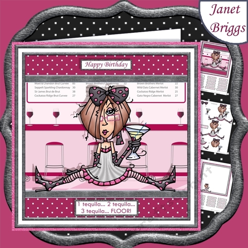 3 TEQUILA FLOOR 7.5 Humorous Decoupage & Insert Mini Kit