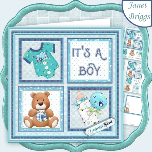 NEW BABY BOY SQUARES 7.5 Decoupage & Insert Mini Kit