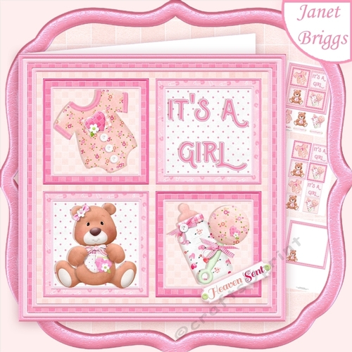 NEW BABY GIRL SQUARES 7.5 Decoupage & Insert Mini Kit