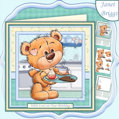 TEDDY BEAR JUST FOR YOU 7.5 Decoupage & Insert Mini Kit