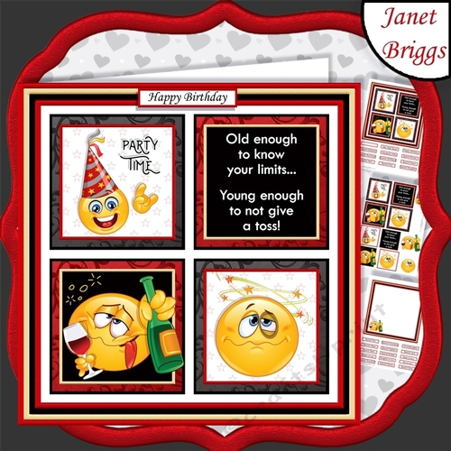 THE WINE DRINKER Humorous 7.5 Quick Card Decoupage & Insert Mini Kit