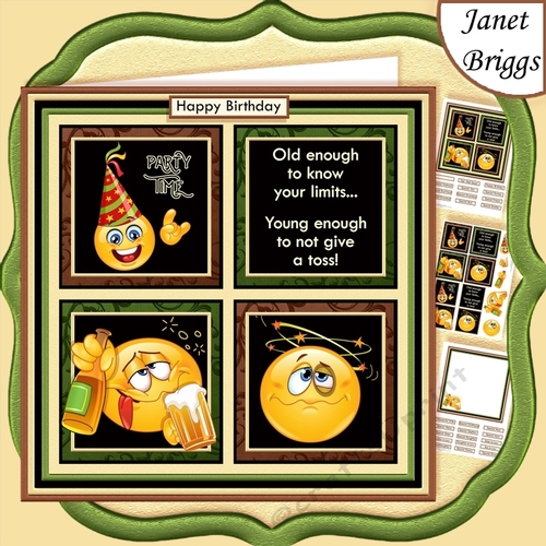THE BEER DRINKER Humorous 7.5 Quick Card Decoupage & Insert Mini Kit