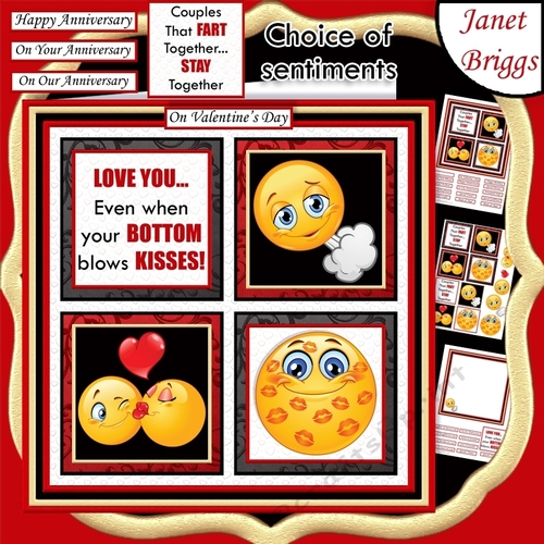 COUPLES THAT FART TOGETHER Humorous 7.5 Quick Card Decoupage & Insert Mini Kit
