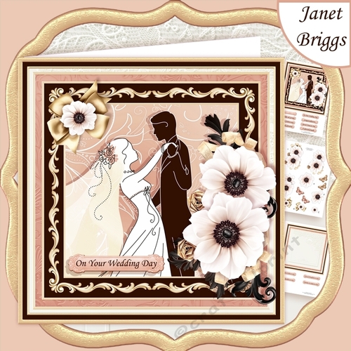 WEDDING BRIDE & GROOM Rose Gold 7.8 Decoupage & Insert Mini Kit