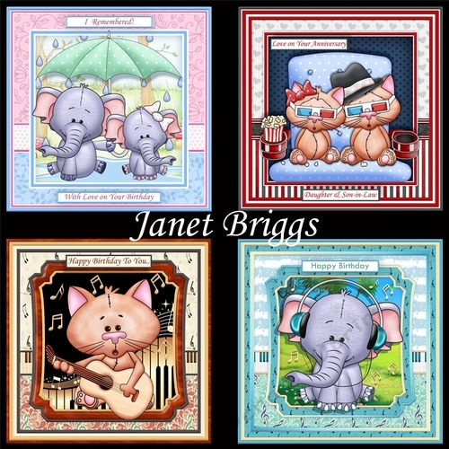 ELEPHANTS AND CATS 7.5 Decoupage & Inserts Bumper Kit