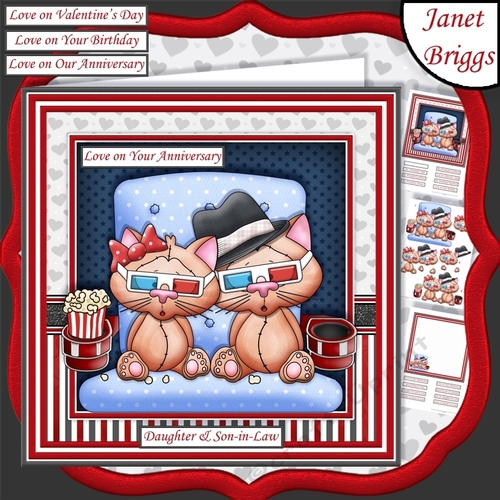 MOVIE NIGHT CATS 7.5 Decoupage & Insert Mini Kit Various Occasions