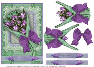 Lavender Rose Bouquet Topper and Decoupage