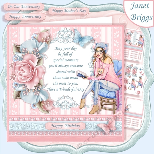 THE CAT LADY ROSES & VERSE 7.5 Decoupage & Insert Mini Kit 
