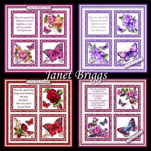  ROSES BUTTERFLIES & VERSES SQUARES 7.5 Quick Layer Cards Bumper Kit